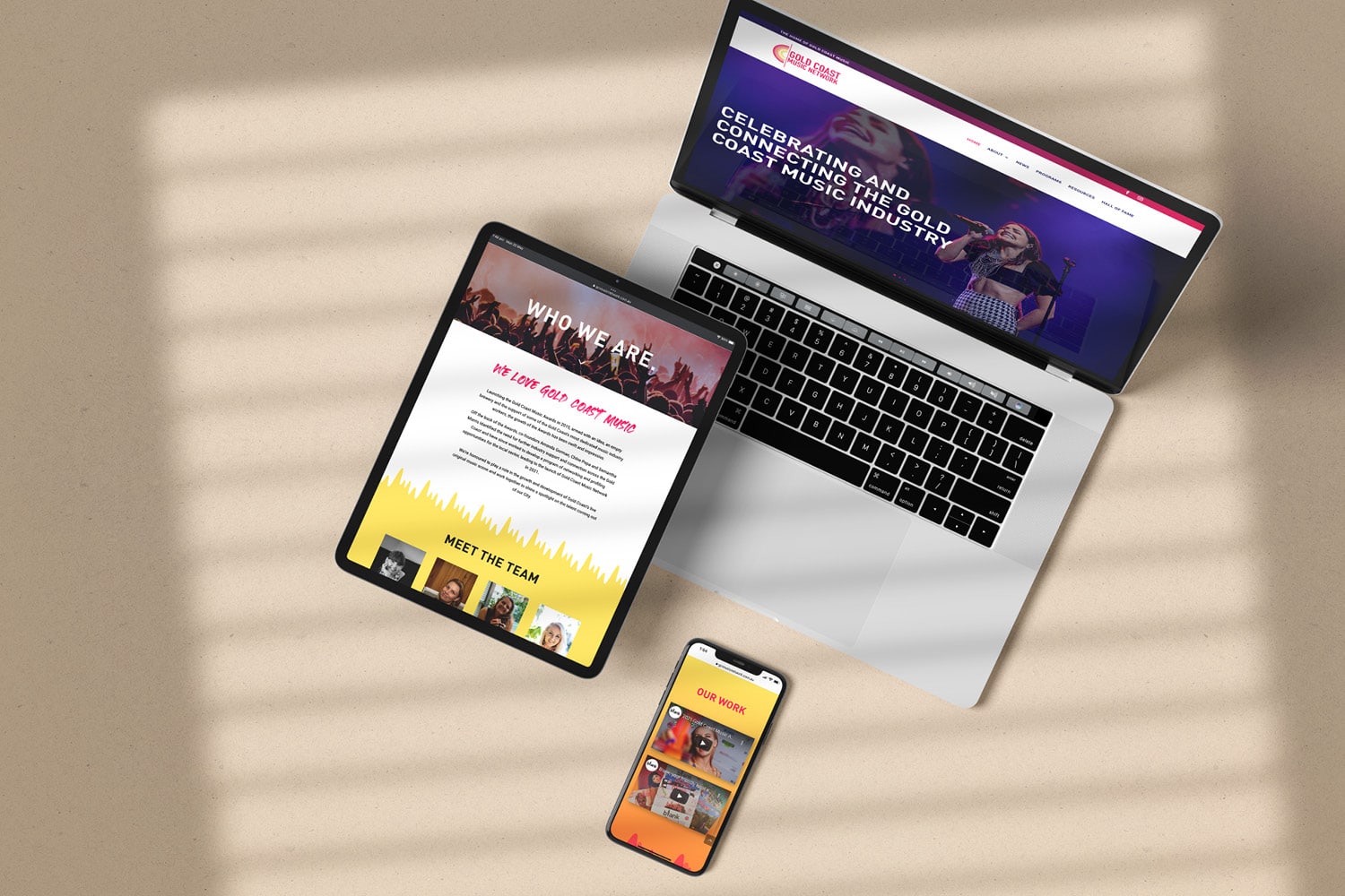 gold coast music awards website design devices